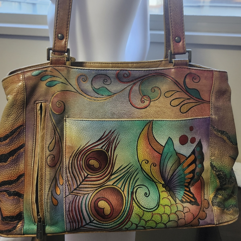 Beautiful hand painted leather purse